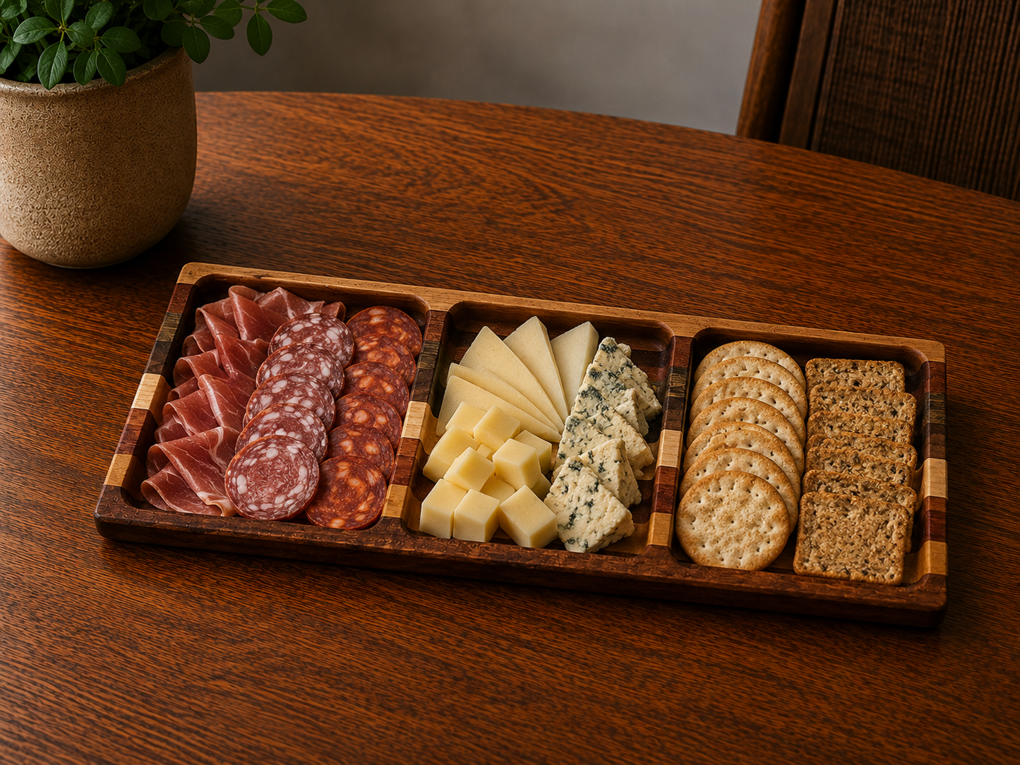 Wooden Tray - 3 Section