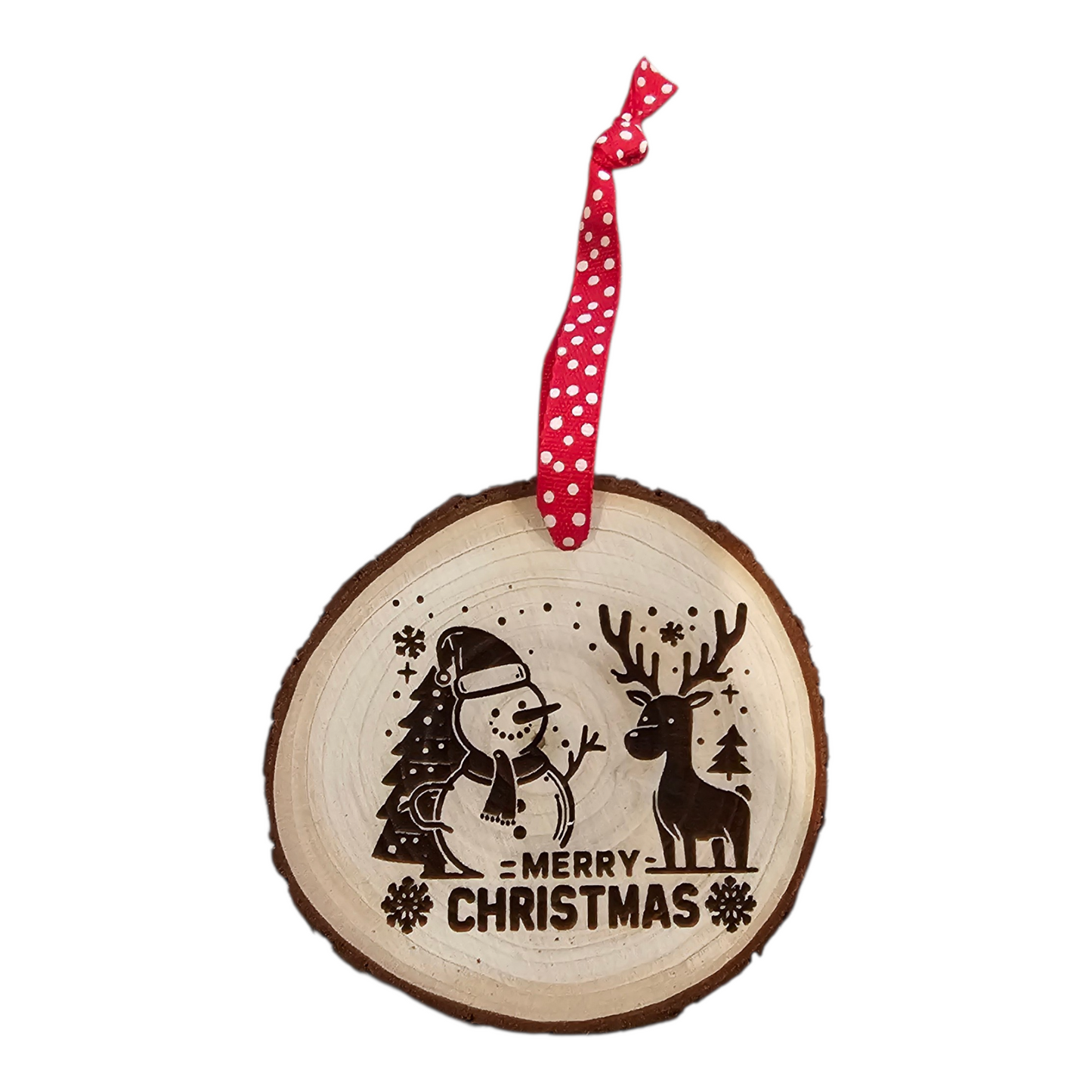Merry Christmas Snowman & Reindeer Ornament