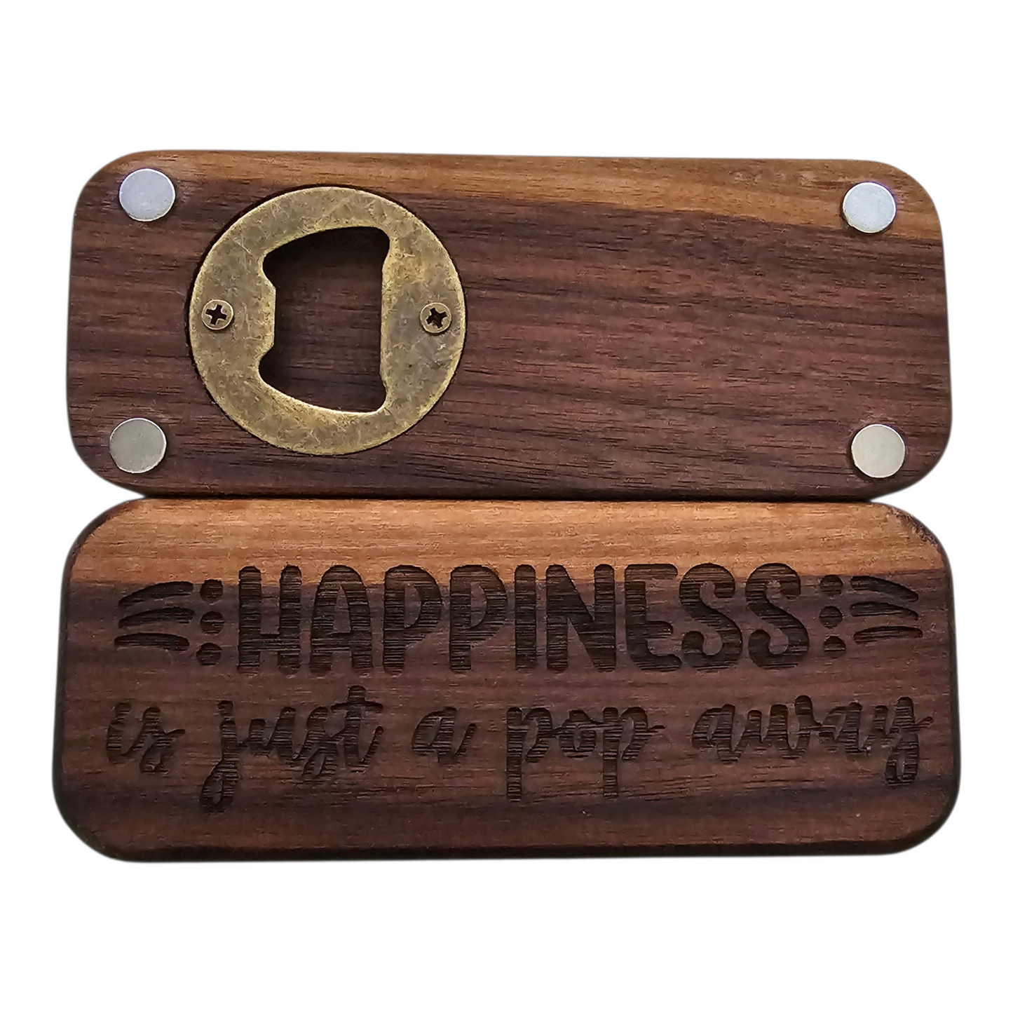 Bottle Opener Magnet - Happiness is Just A Pop Away
