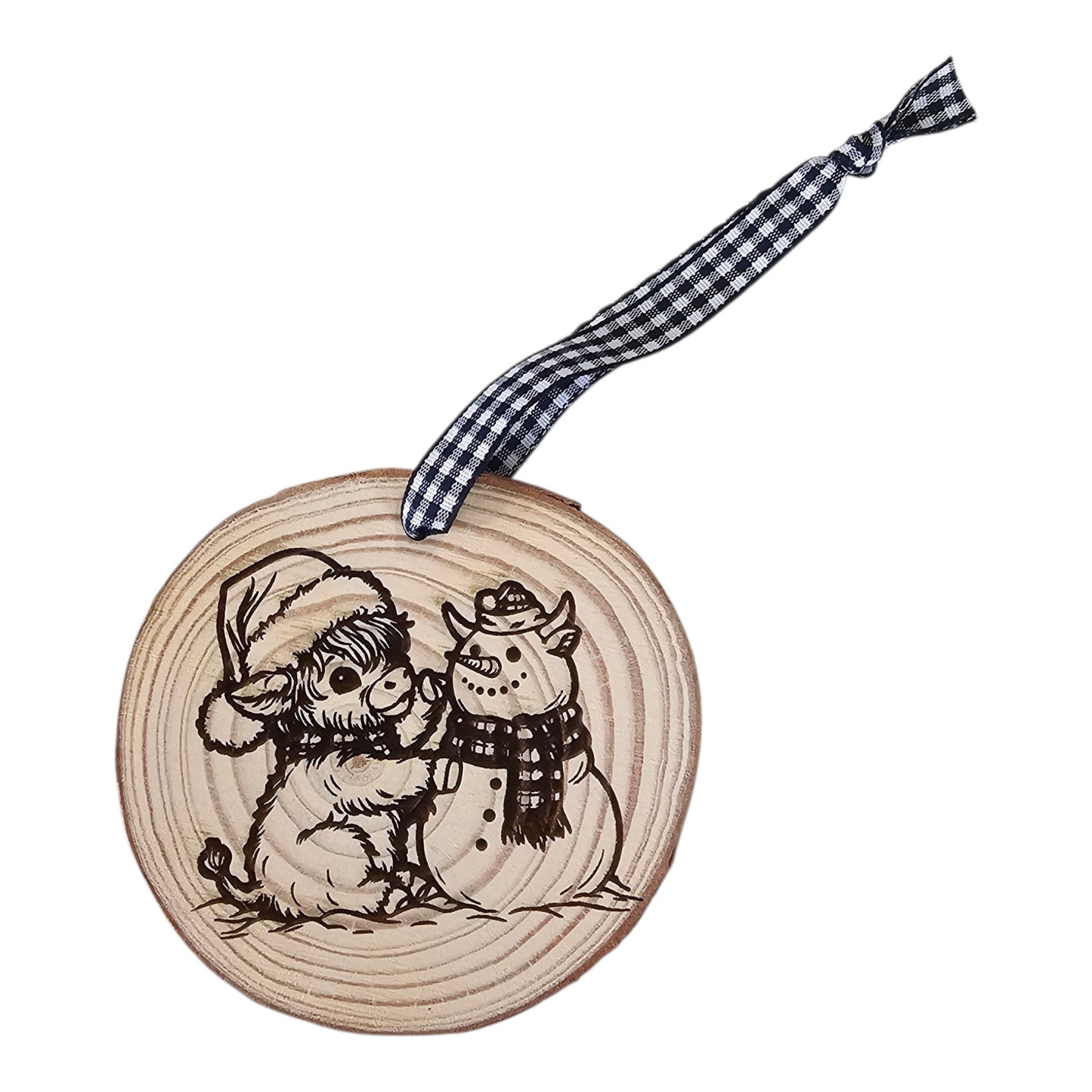 Snowman Highland Cow Ornament