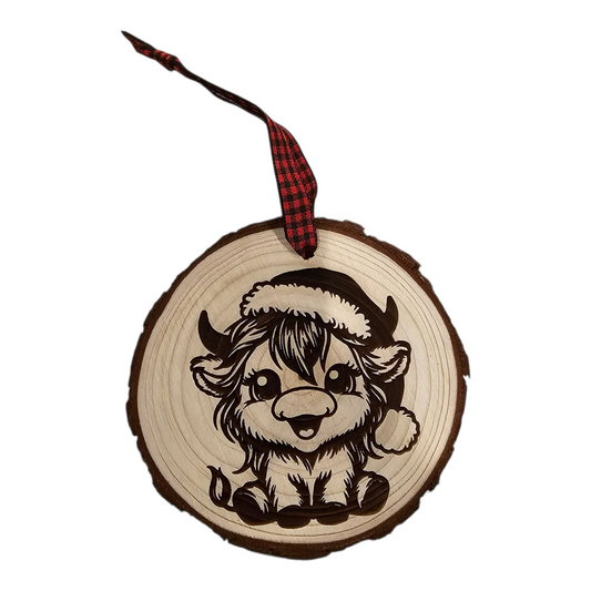 Santa Hat Highland Cow Ornament