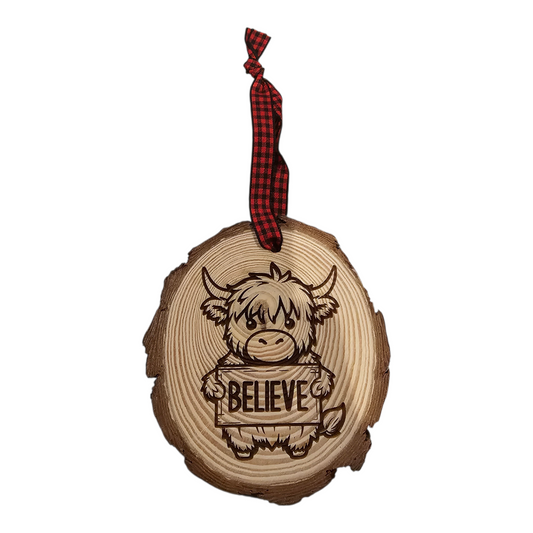 Believe Highland Cow Ornament