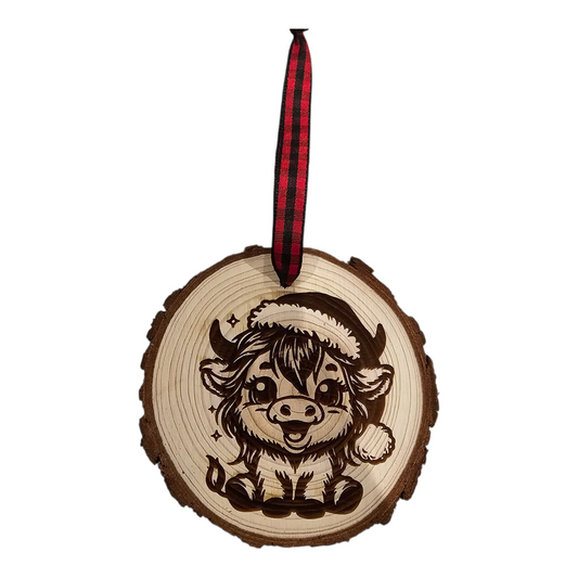 Santa Hat Highland Cow Ornament